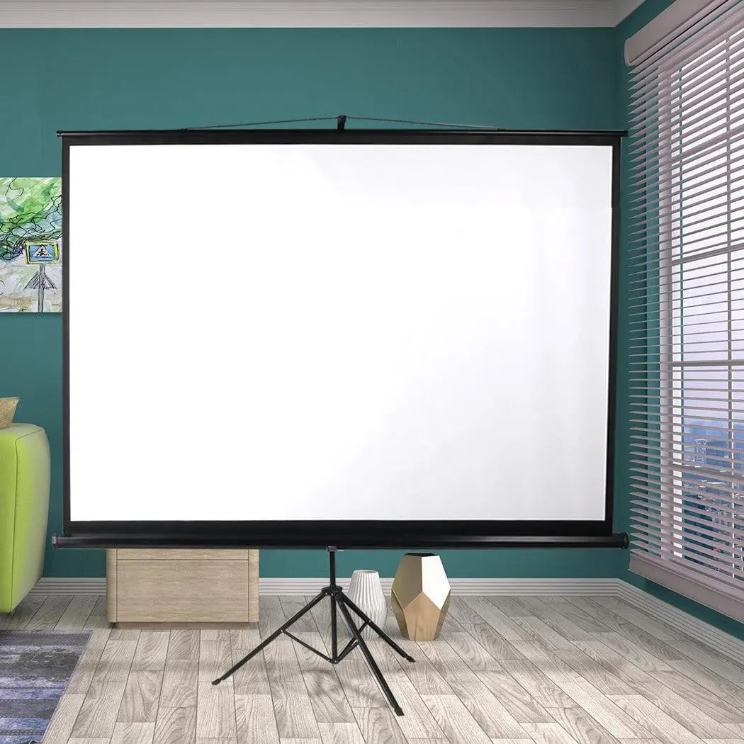 100 Inch Projector Screen Tripod Stand Home Pull Down Outdoor Screens Cinema 3D Deals499