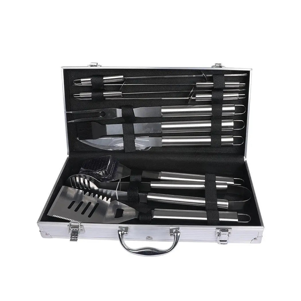 10Pcs Stainless Steel BBQ Tool Set Outdoor Barbecue Utensil Aluminium Grill Cook Deals499