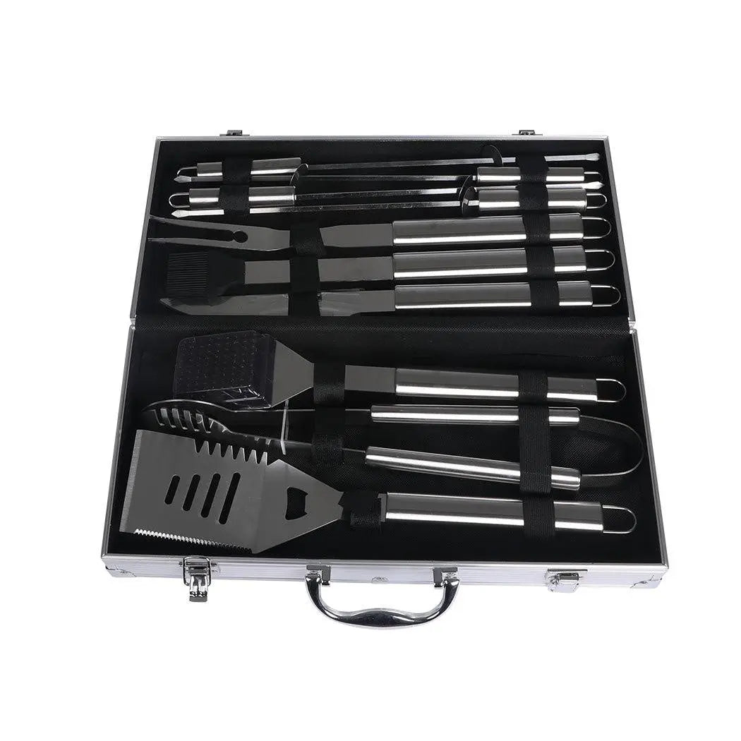 10Pcs Stainless Steel BBQ Tool Set Outdoor Barbecue Utensil Aluminium Grill Cook Deals499