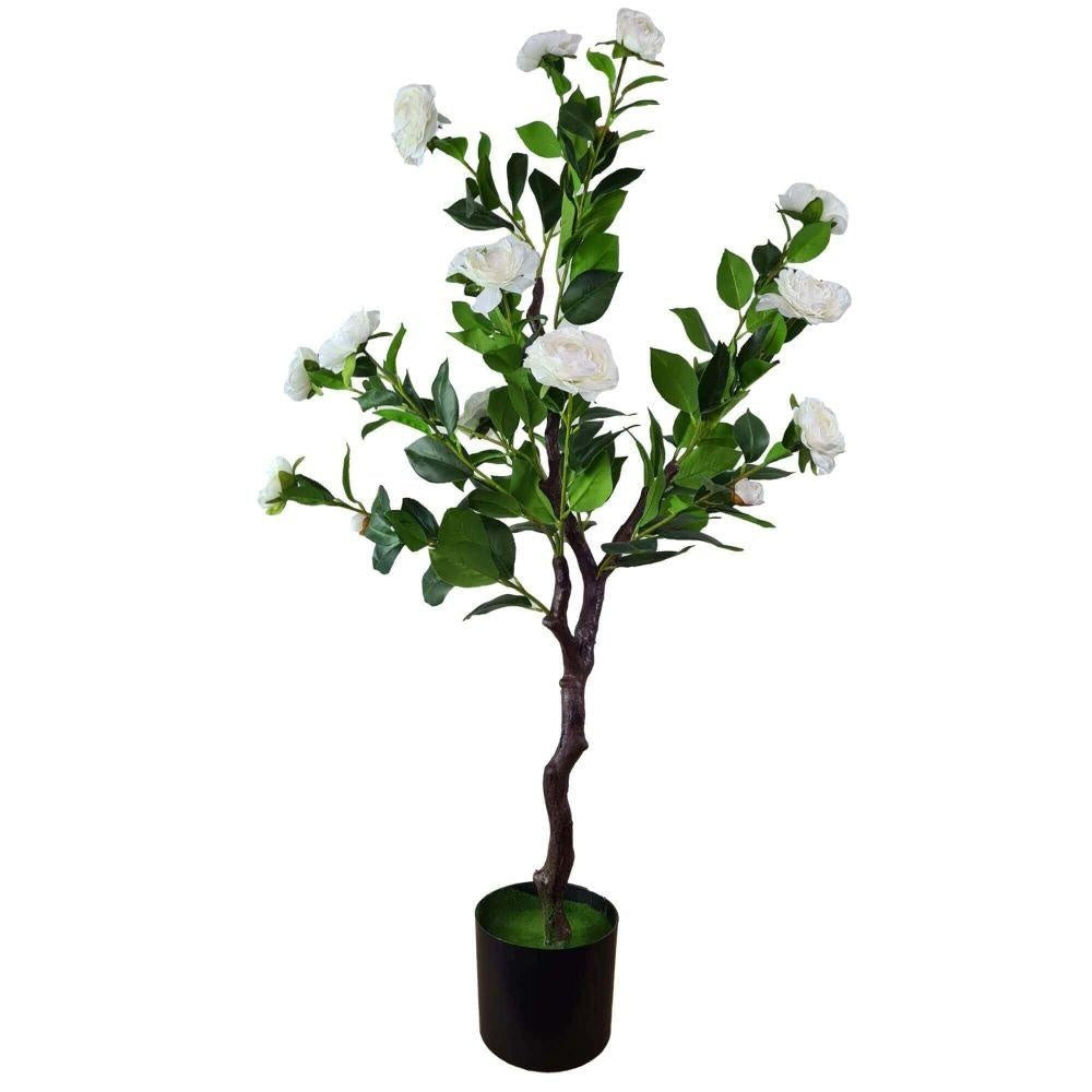 Flowering Natural White Artificial Camellia Tree 100cm Deals499