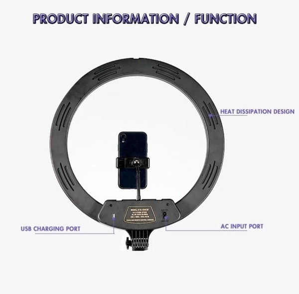 18 Inch LED Ring Light Photography Dimmable With Tripod and 3 Phone holders Deals499