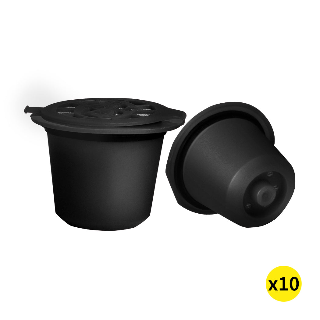 10x Refillable Reusable Coffee Filter Capsules Pods Pod for Nespresso Machine Black Deals499