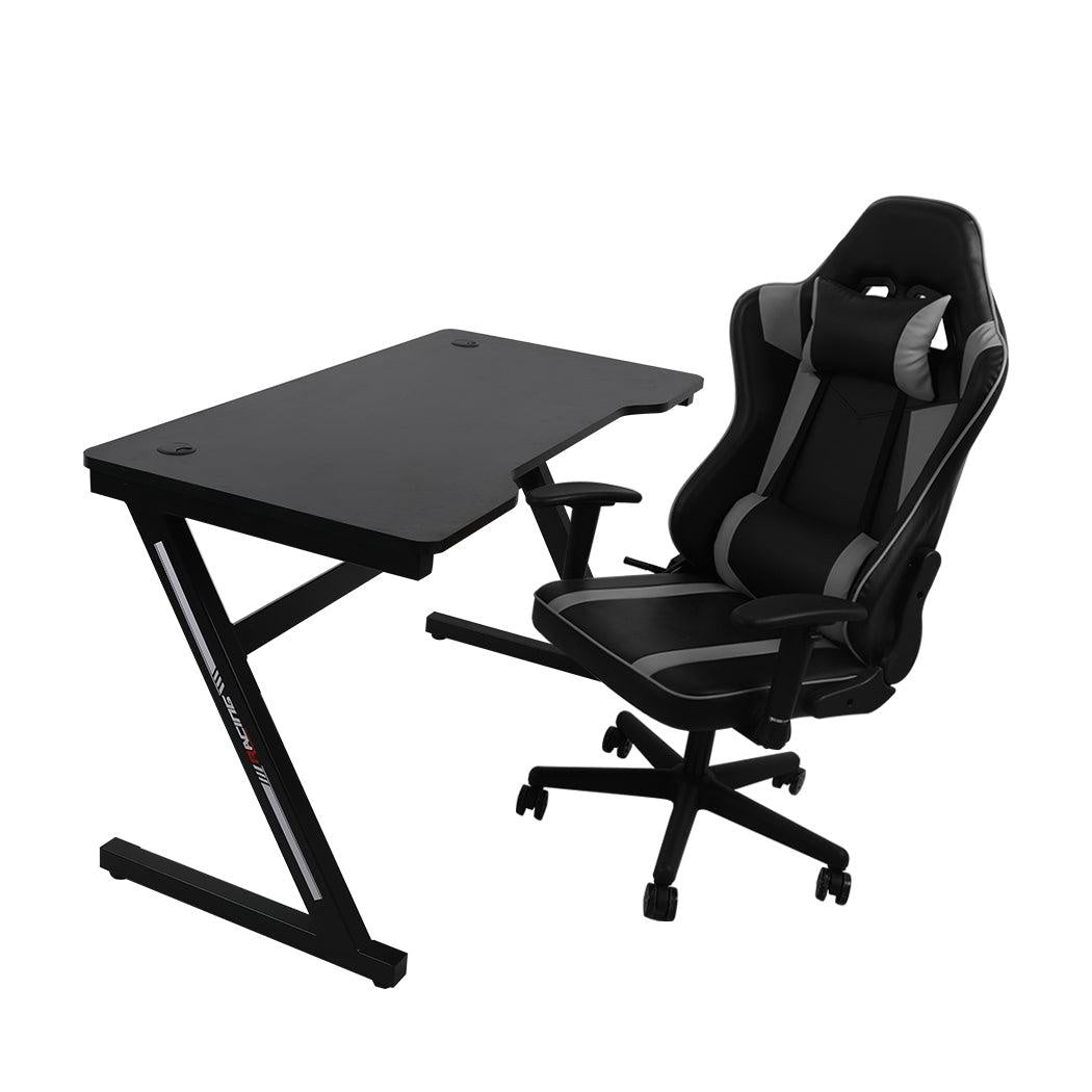 Gaming Chair Desk Computer Gear Set Racing Desk Office Laptop Chair Study Home Z shaped Desk Silver Chair Deals499