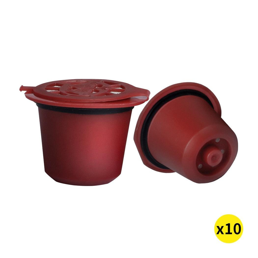 10x Refillable Reusable Coffee Filter Capsules Pods Pod for Nespresso Machine Red Deals499