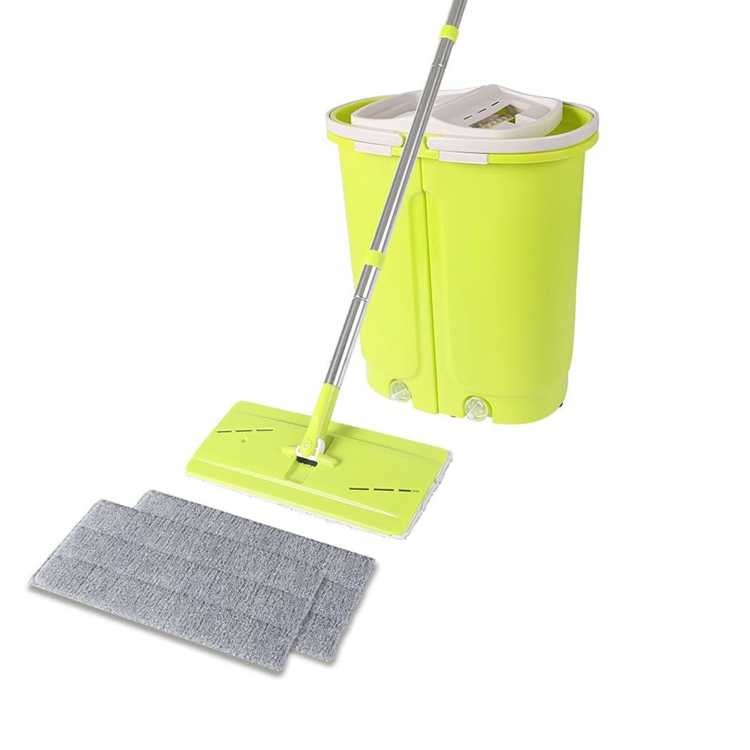 Flat Mop Bucket Floor Cleaner Set Stainless Steel Wet Dry Microfiber Mop Heads Deals499