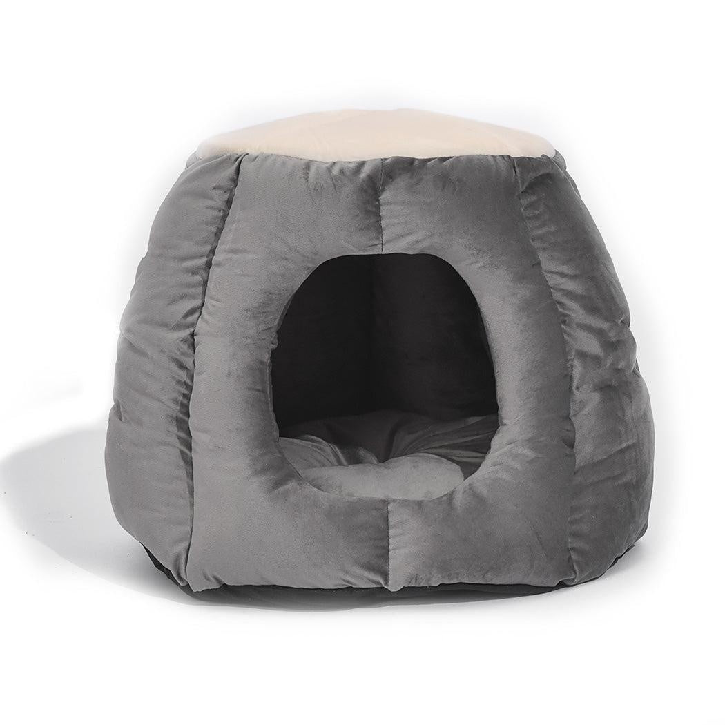 Pet Bed Cat Cave Beds Bedding Castle Igloo Round Nest Comfy Kennel Grey M Deals499