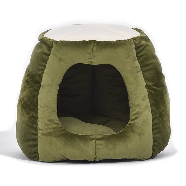 Pet Bed Cat Beds Bedding Castle Igloo Round Nest Comfy Kennel Cave Green L Deals499