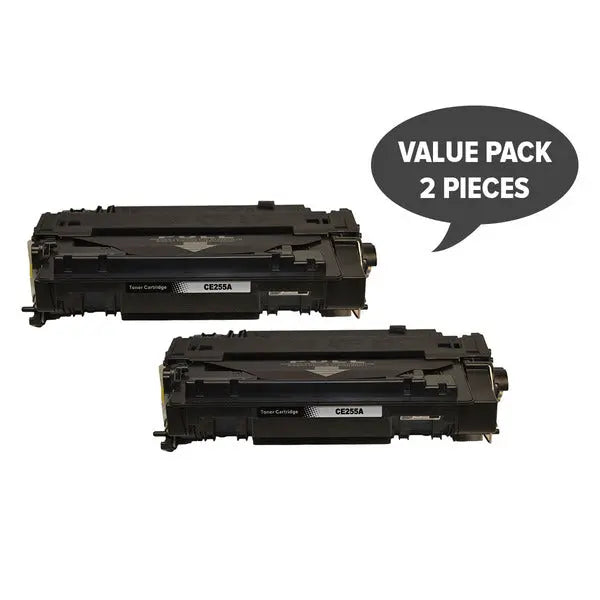 2 x CE255A #55A Black Generic Toner HP