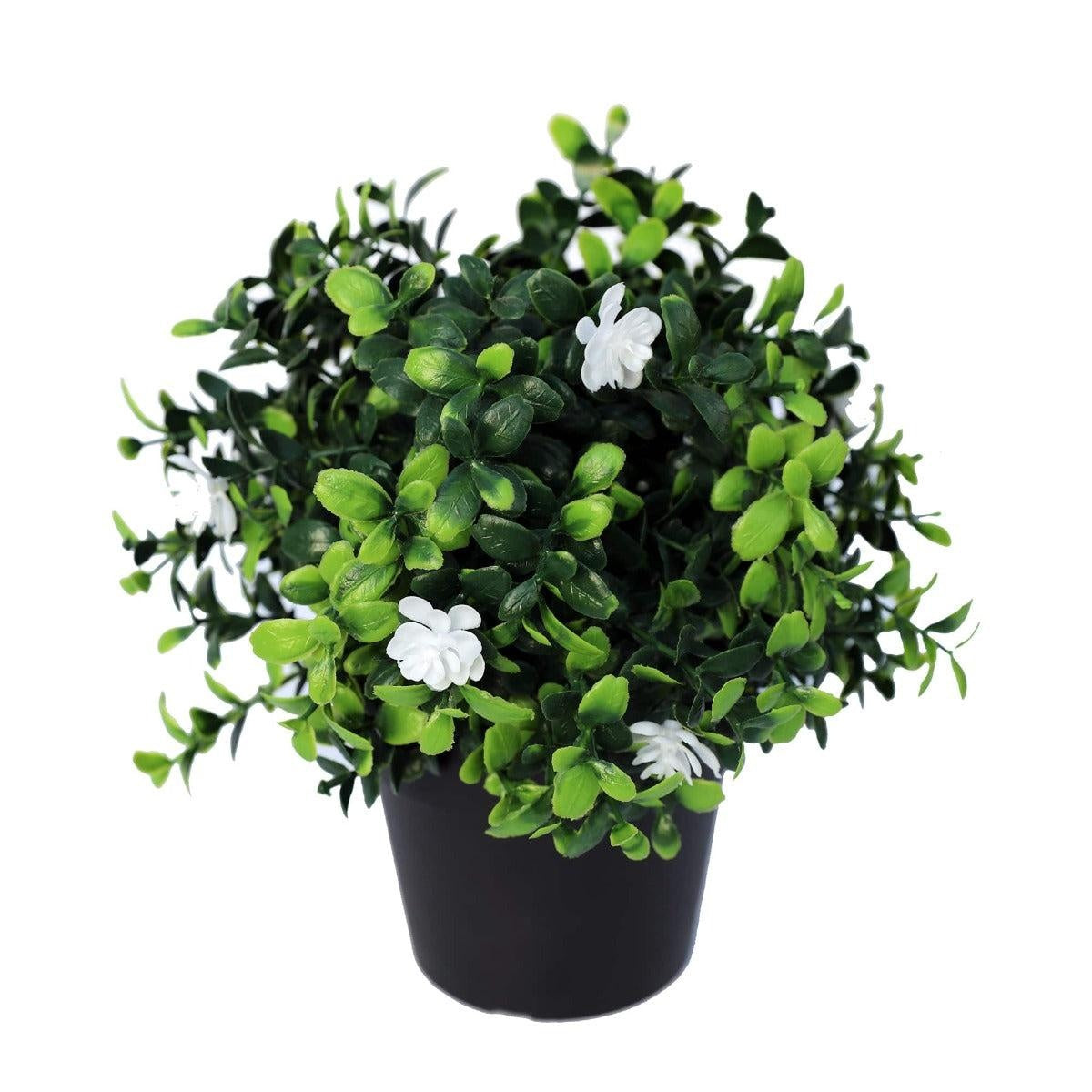 Small Potted Artificial Flowering Boxwood Plant UV Resistant 20cm Deals499