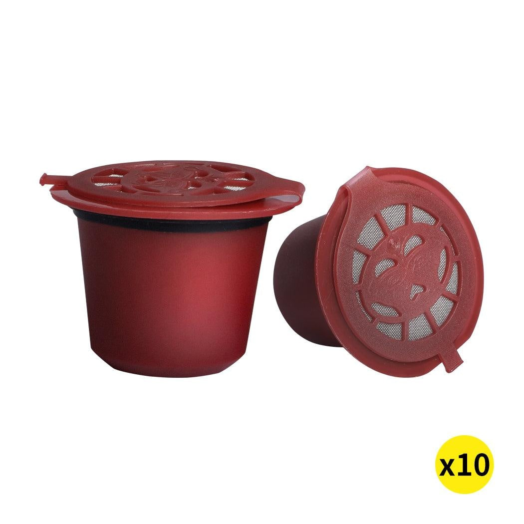 10x Refillable Reusable Coffee Filter Capsules Pods Pod for Nespresso Machine Red Deals499