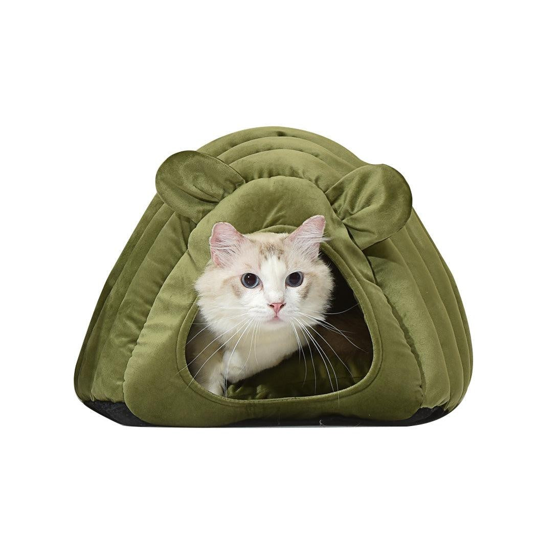 Pet Bed Comfy Kennel Cave Cat Beds Bedding Castle Igloo Round Nest Green M Deals499