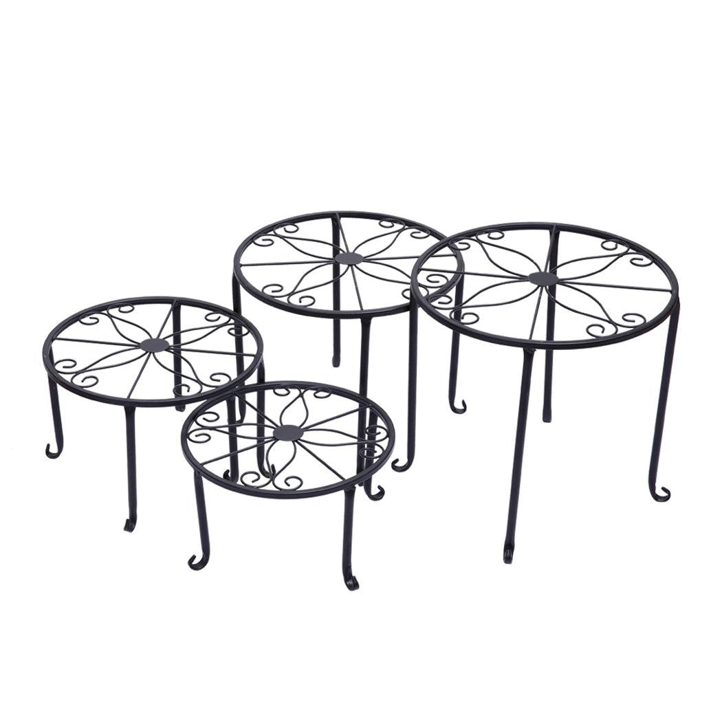 4X Plant Stand Outdoor Indoor Metal Black Flower Pot Garden Decor Rack Round AU Deals499