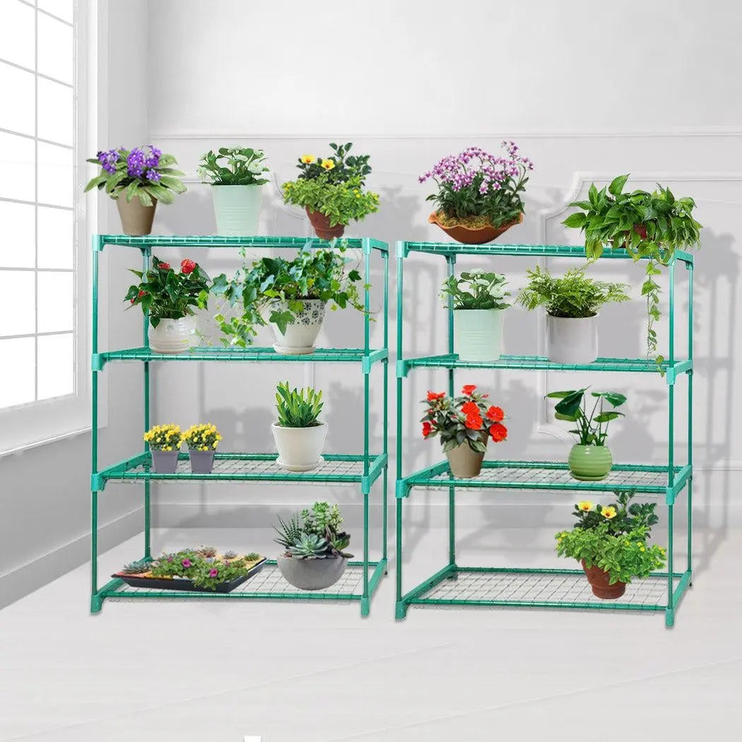 2x 4 Tier Plant Shelve Garden Greenhouse Steel Storage Shelving Frame Stand Rack Deals499