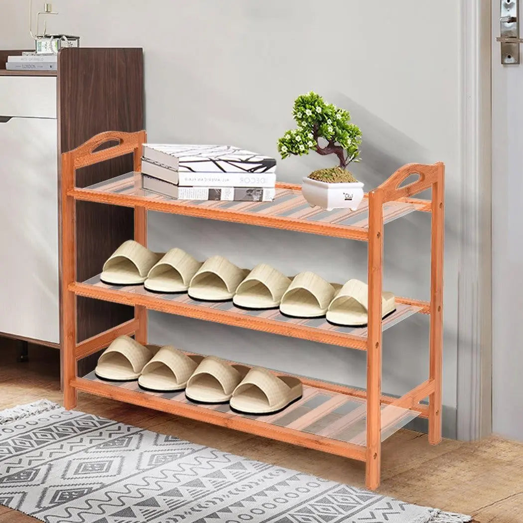 2x Levede 3 Tier Bamboo Shoe Rack Shoes Organizer Storage Shelves Stand Shelf Deals499