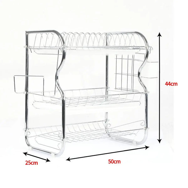 3 Tier Stainless Steel Dish Rack Drainer Tray Kitchen Storage Cup Cutlery Holder Deals499