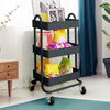 3 Tiers Kitchen Trolley Cart Steel Storage Rack Shelf Organiser Wheels Grey Deals499