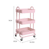 3 Tiers Kitchen Trolley Cart Steel Storage Rack Shelf Organiser Wheels Pink Deals499