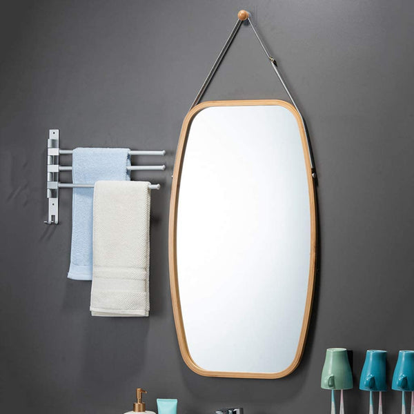 CARLA HOME Hanging Full LengthWall Mirror - Solid Bamboo Frame and Adjustable Leather Strap for Bathroom and Bedroom Deals499