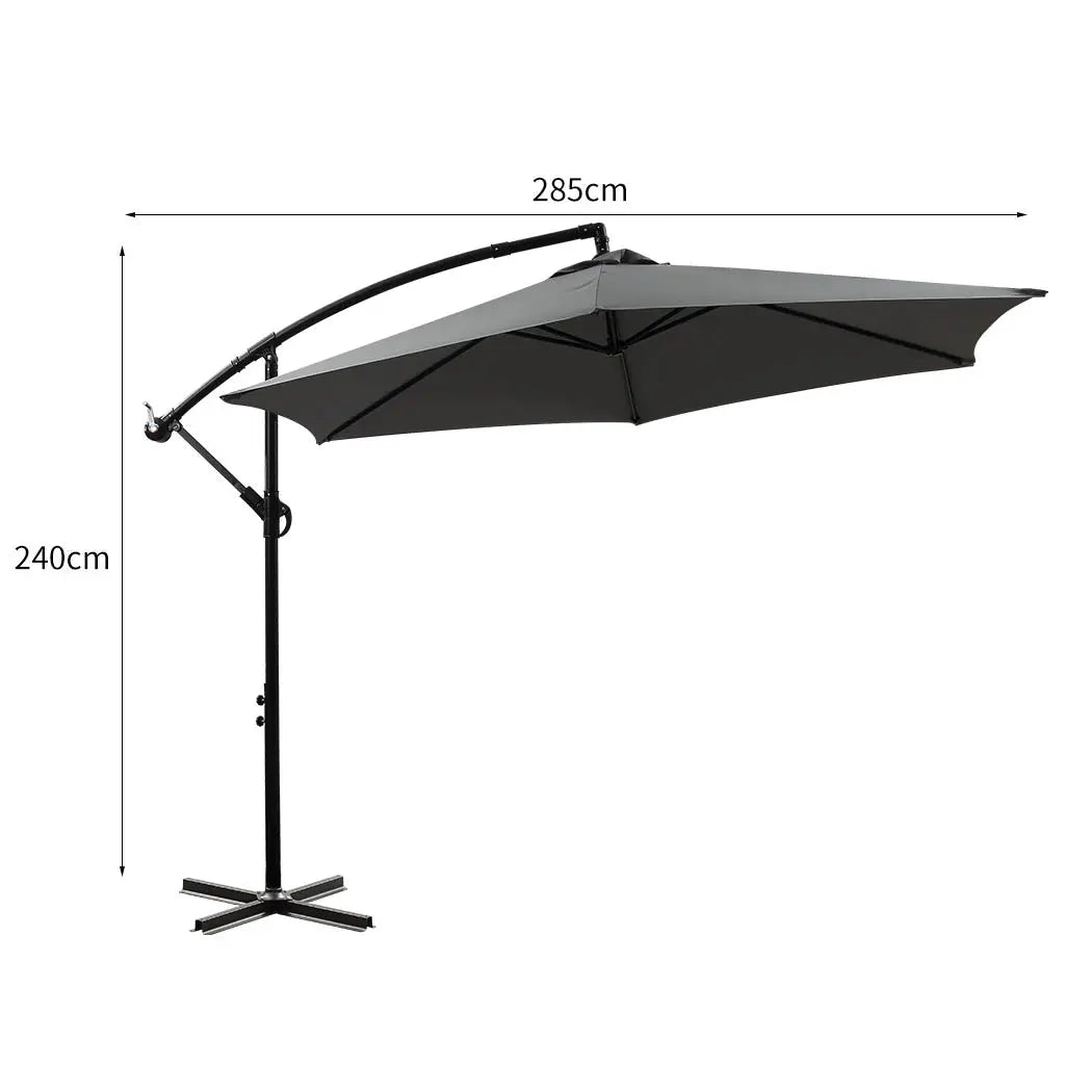 3M Outdoor Umbrella Cantilever Cover Garden Patio Beach Umbrellas Crank Grey Deals499