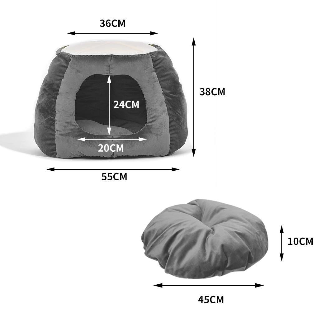 Pet Bed Cat Beds Bedding Castle Igloo Round Nest Comfy Kennel Cave Grey L Deals499