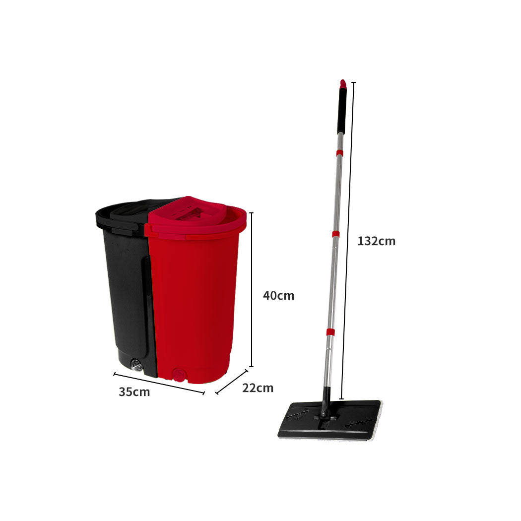 Flat Mop Bucket Floor Cleaner Set Stainless Steel Wet Dry Microfiber Mop Heads Deals499