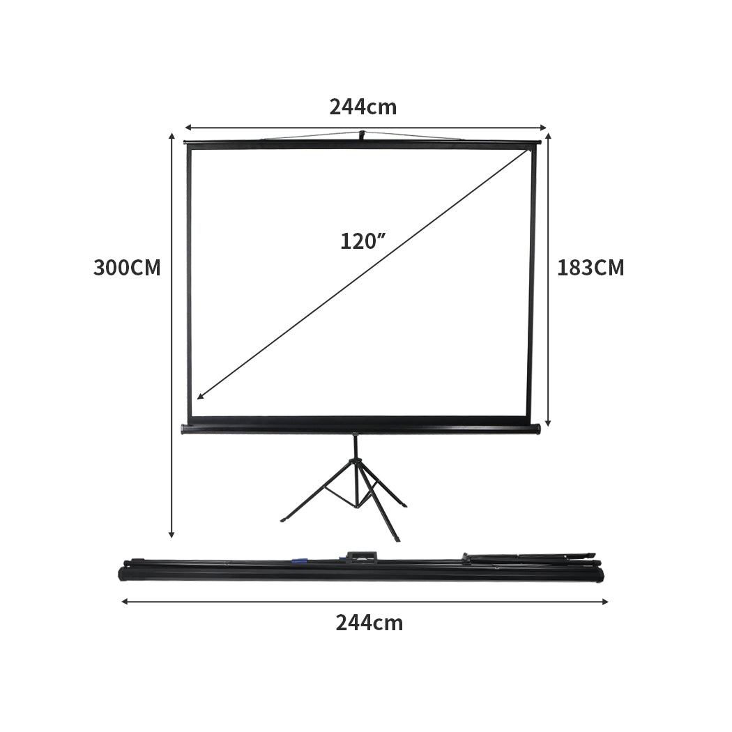 120 Inch Projector Screen Tripod Stand Home Outdoor Screens Cinema Portable HD3D Deals499