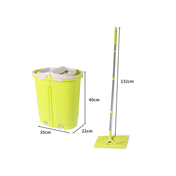 Flat Mop Bucket Floor Cleaner Set Stainless Steel Wet Dry Microfiber Mop Heads Deals499