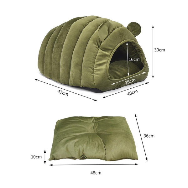 Pet Bed Comfy Kennel Cave Cat Beds Bedding Castle Cat Igloo Round Nest Green L Deals499