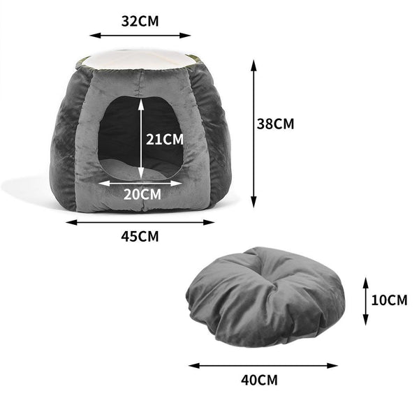 Pet Bed Cat Cave Beds Bedding Castle Igloo Round Nest Comfy Kennel Grey M Deals499