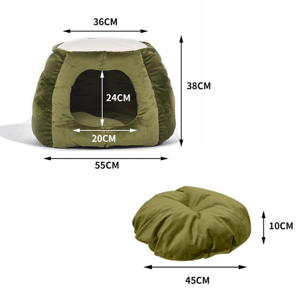 Pet Bed Cat Beds Bedding Castle Igloo Round Nest Comfy Kennel Cave Green L Deals499