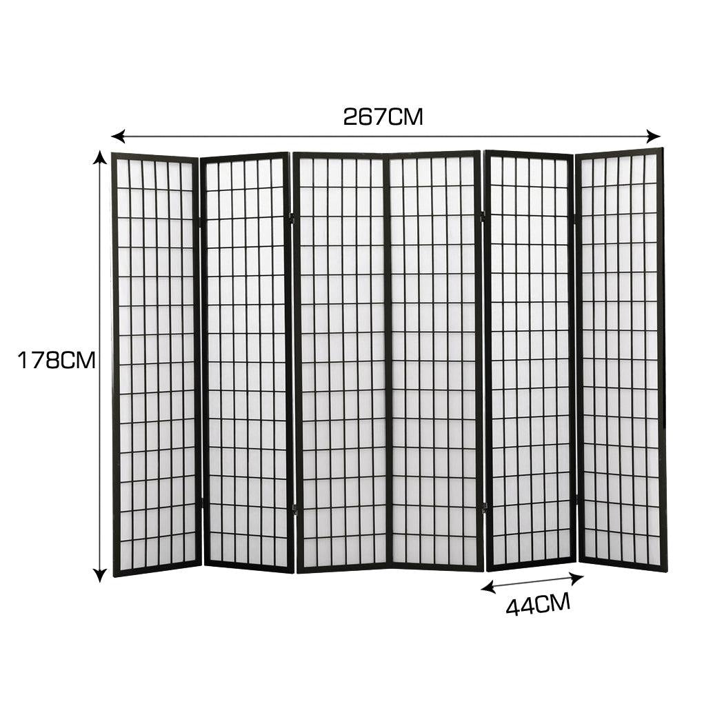 Levede 6 Panel Free Standing Foldable  Room Divider Privacy Screen Black Frame Deals499