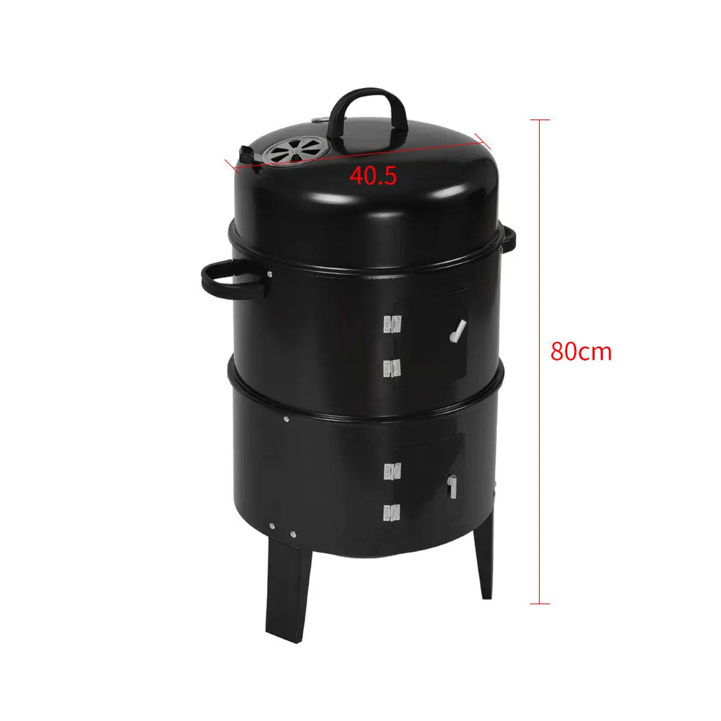 3in1 Charcoal BBQ Grill Smoker Portable Outdoor Barbecue Roaster Steel Camping Deals499