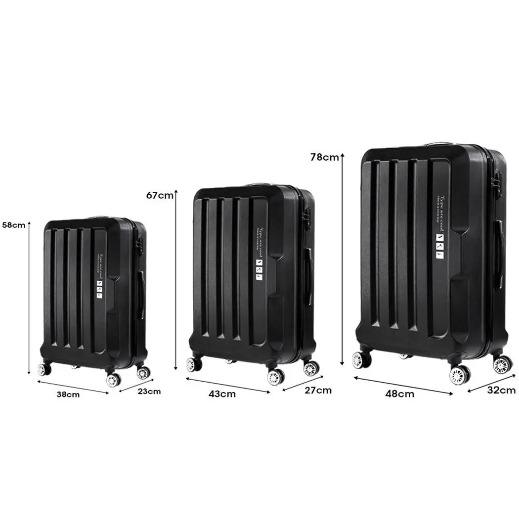 3pcs Luggage Sets Travel Hard Case Lightweight Suitcase TSA lock Black Deals499