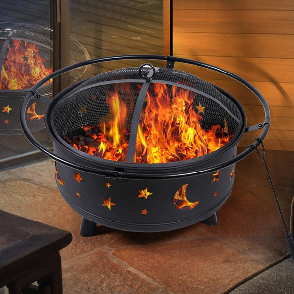 Outdoor Fire Pit BBQ Portable Wood Camping Fireplace Heater Patio Garden Grill Deals499