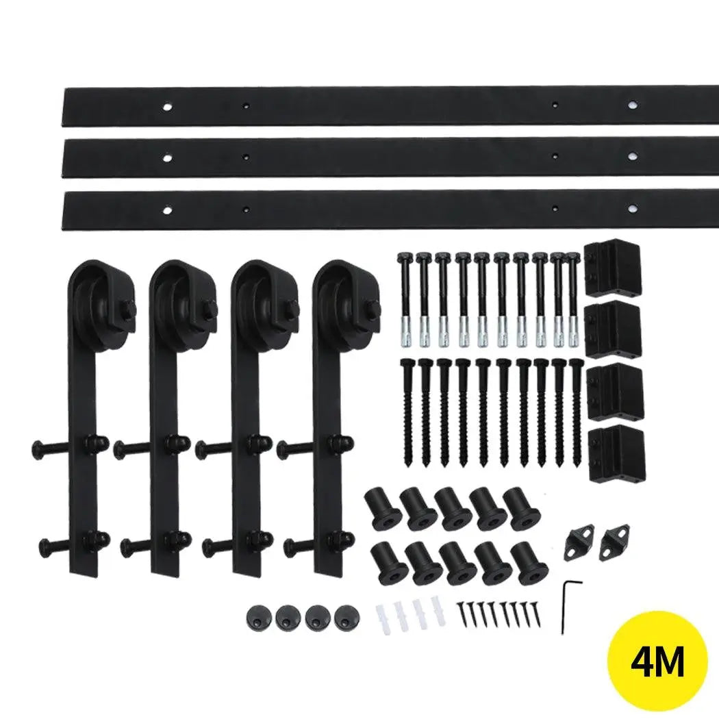 4M Antique Classic Style Double Sliding Barn Door Hardware Track Roller Kit Deals499