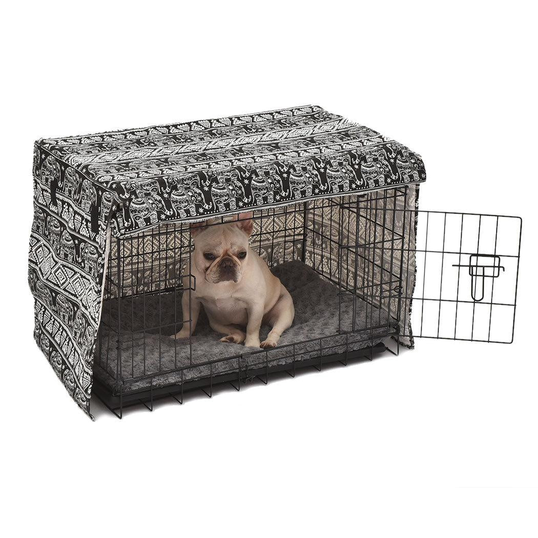 PaWz Pet Dog Cage Crate Metal Carrier Portable Kennel With Bed Cover 36