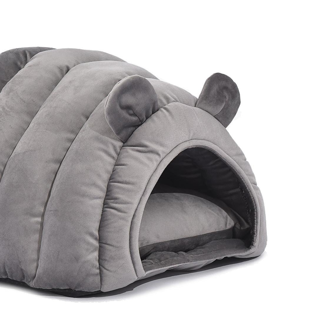 Pet Bed Comfy Kennel Cave Cat Beds Bedding Castle Igloo Round Nest Grey M Deals499