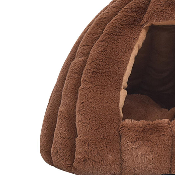 Pet Bed Comfy Kennel Cave Cat Dog Beds Bedding Castle Igloo Nest Brown L Deals499