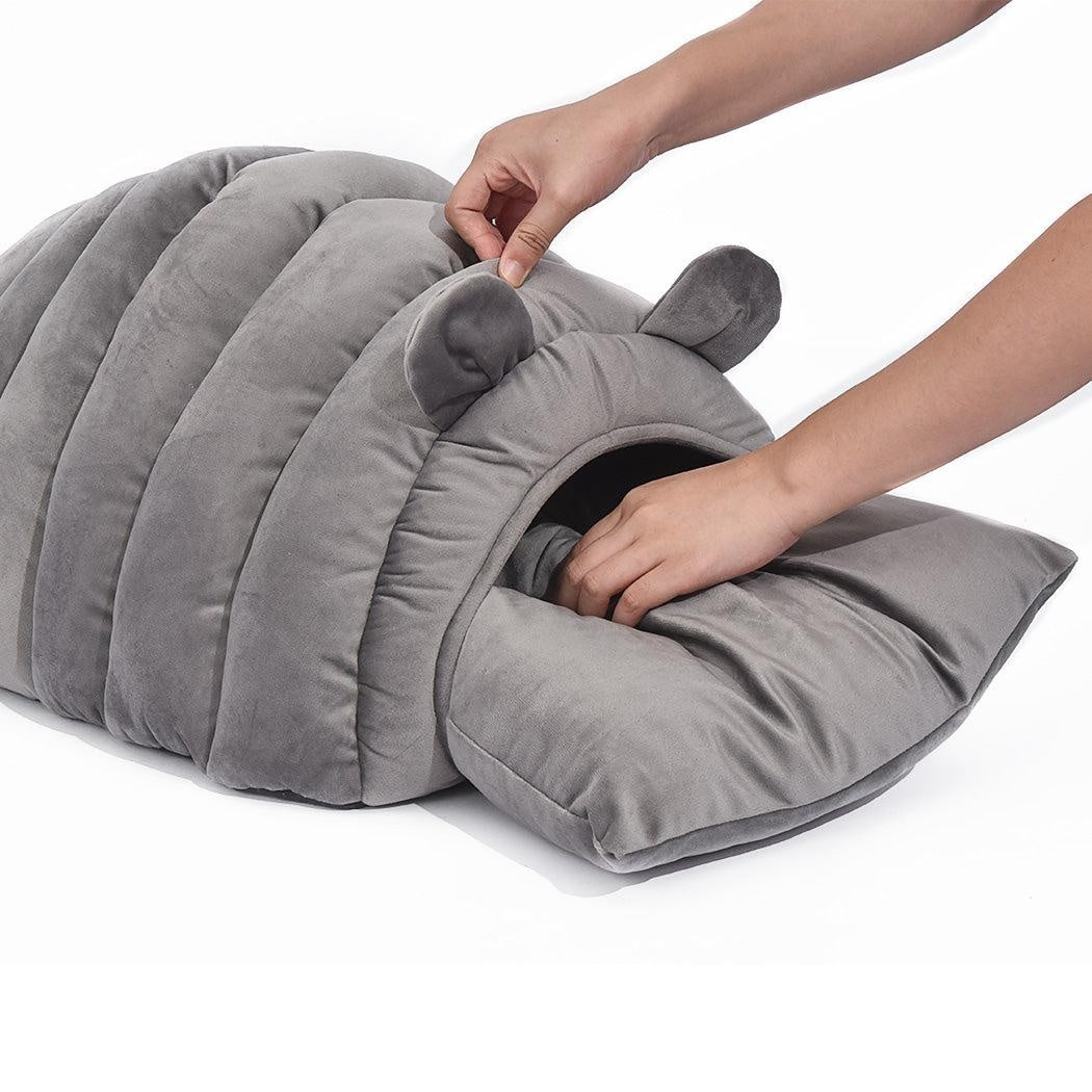 Pet Bed Comfy Kennel Cave Cat Beds Bedding Castle Igloo Round Nest Grey L Deals499