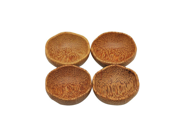 Set of 4 Coconut Wooden Plum Bowl 15cm Natural Deals499