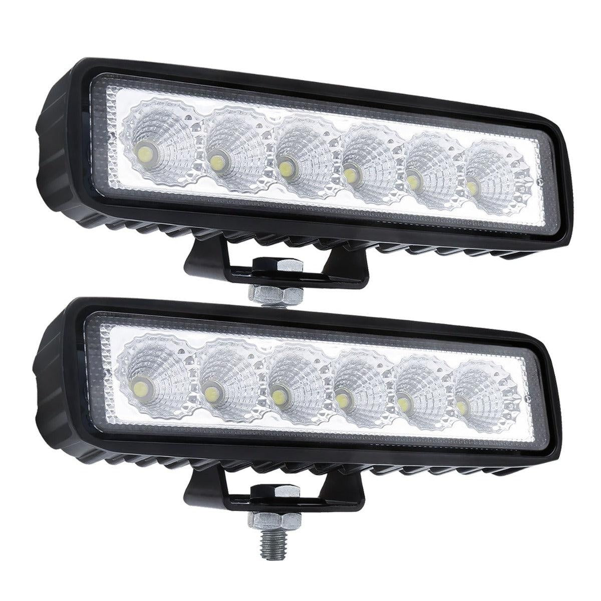 2 x 6inch 18W LED Work Light Bar Driving Lamp Flood Truck Offroad MINING UTE 4WD Deals499