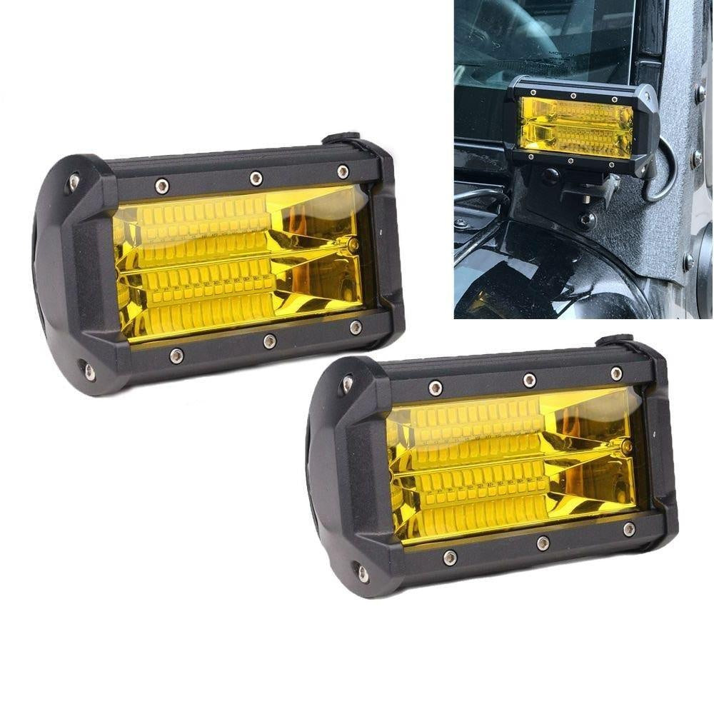 2x 5inch Flood LED Light Bar Offroad Boat Work Driving Fog Lamp Truck Yellow Deals499