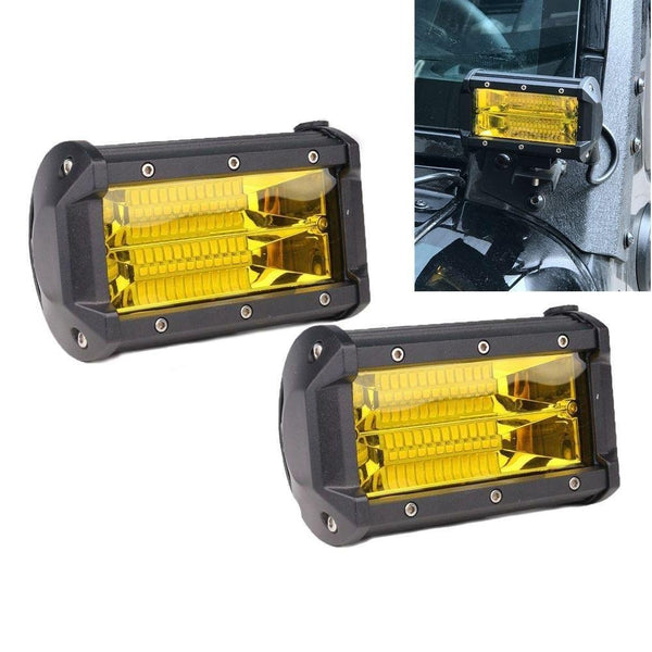 2x 5inch Flood LED Light Bar Offroad Boat Work Driving Fog Lamp Truck Yellow Deals499