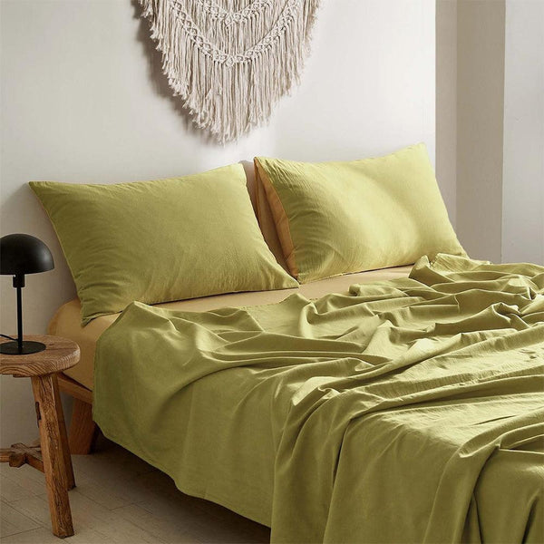 Cosy Club Sheet Set Bed Sheets Set Single Flat Cover Pillow Case Yellow Inspired Deals499