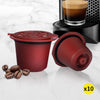 10x Refillable Reusable Coffee Filter Capsules Pods Pod for Nespresso Machine Red Deals499