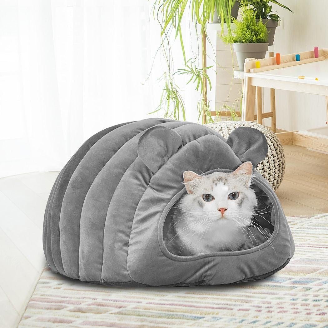 Pet Bed Comfy Kennel Cave Cat Beds Bedding Castle Igloo Round Nest Grey L Deals499