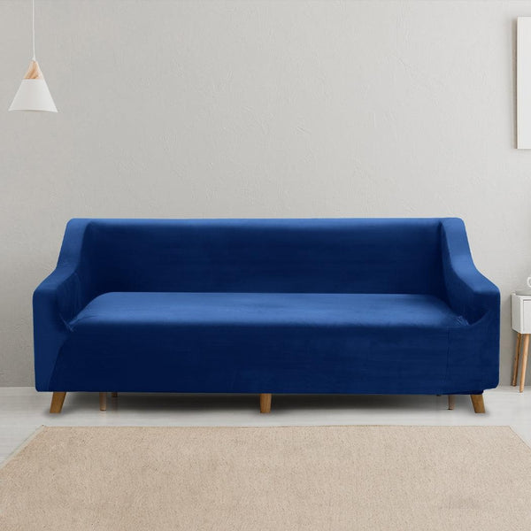 Sofa Cover Couch High Stretch Super Soft Plush Protector Slipcover 4 Seater Navy Deals499