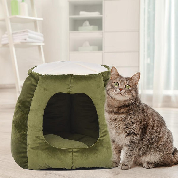 Pet Bed Cat Beds Bedding Castle Igloo Round Nest Comfy Kennel Cave Green L Deals499