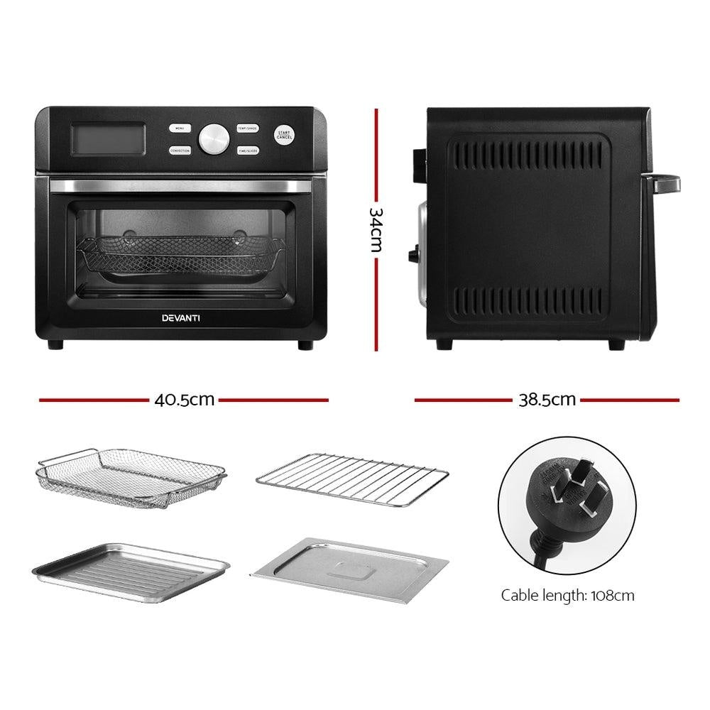 Devanti 20L Air Fryer Convection Oven Oil Free Fryers Kitchen Cooker Accessories Black Deals499