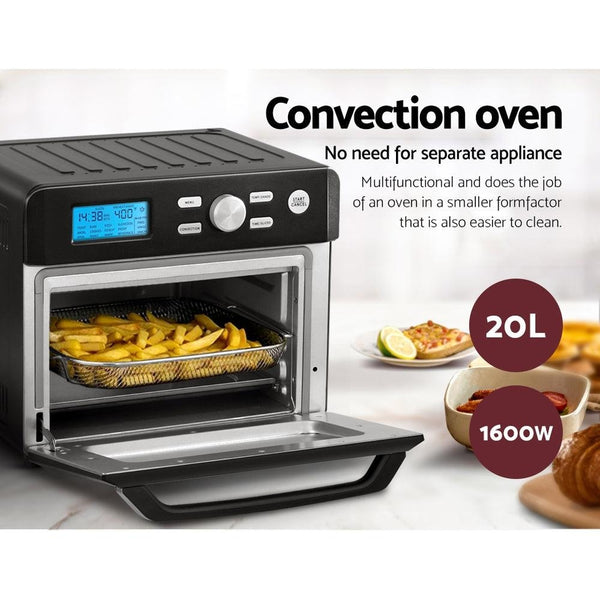 Devanti 20L Air Fryer Convection Oven Oil Free Fryers Kitchen Cooker Accessories Black Deals499